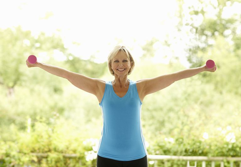 Raising arms for upper body’s strength, 